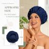 Reusable Shower Cap for Women, Large Waterproof Shower Essentials Bonnet Washable Elastic Band Bath Hair Wrap Hat for Long Hair, Braids(Navy) view 3