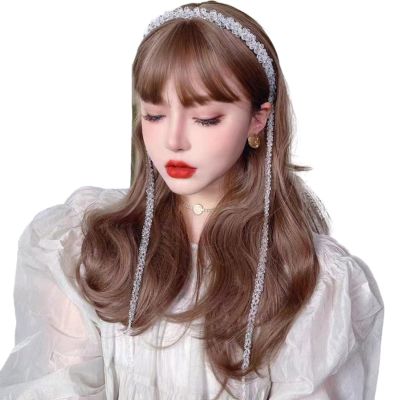 Nasfacbve Fashion Artificial Crystal Hair Hoop Long Tassels Headpiece Elegant Headband Wedding Bridal Headwear Statement Jewelry