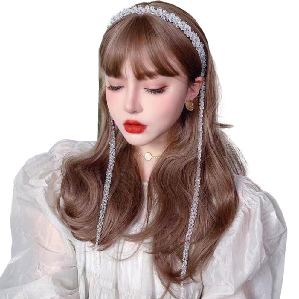Nasfacbve Fashion Artificial Crystal Hair Hoop Long Tassels Headpiece Elegant Headband Wedding Bridal Headwear Statement Jewelry