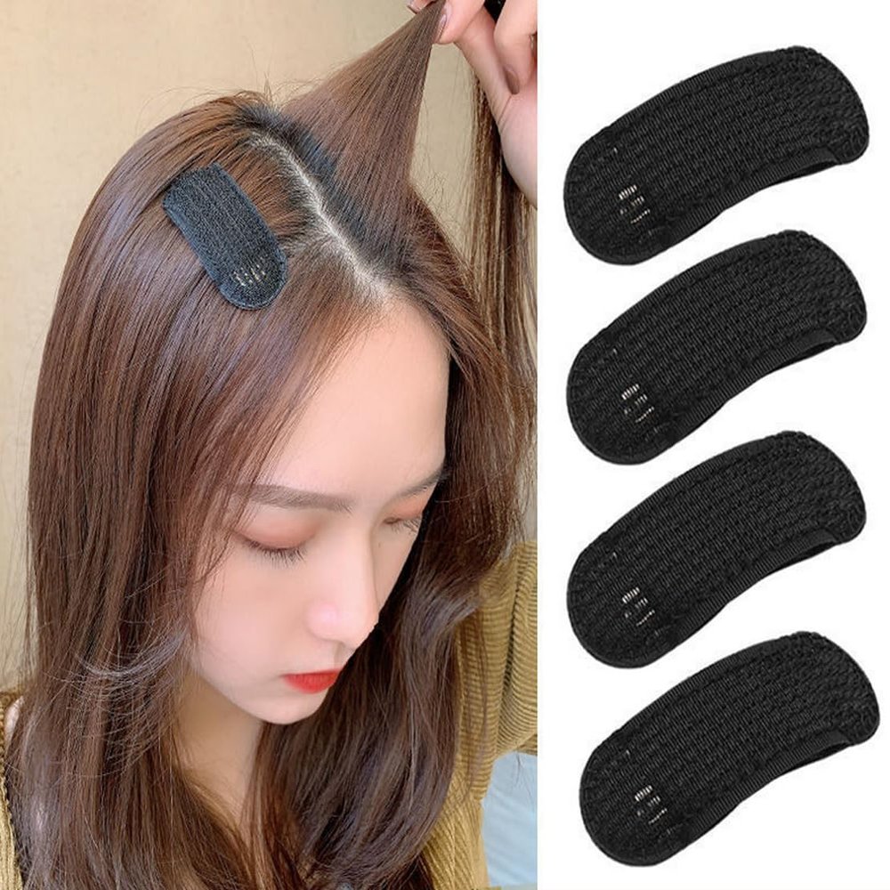 6 Pcs Thin Style Bump It Up Volume Hair Base Set Volume Hair Base Inserts Bump It Up Hair Pads Hair Bun Maker Hair Styling Clip Accessories(Black)
