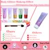 Body Glitter Face Glitter Gel: Singer Concerts Disco Festival Rave Accessories Face Glitter Makeup 250ml Chunky Sequins Mermaid Face Body Hair Glitter Gel (White&Pink&Gold&Green&Red) view 3