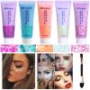 Body Glitter Face Glitter Gel: Singer Concerts Disco Festival Rave Accessories Face Glitter Makeup Chunky Sequins Mermaid Face Body Hair Glitter Gel (White&Pink&Rose&Lake Blue&Orange) view 1