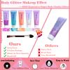 Body Glitter Face Glitter Gel: Singer Concerts Disco Festival Rave Accessories Face Glitter Makeup Chunky Sequins Mermaid Face Body Hair Glitter Gel (White&Pink&Rose&Lake Blue&Orange) view 3