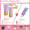 Body Glitter Face Glitter Gel: Singer Concerts Disco Festival Rave Accessories Face Glitter Makeup 100ml Chunky Sequins Mermaid Face Body Hair Glitter Gel (2 Gold) view 3
