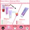 Body Glitter Face Glitter Gel: Singer Concerts Disco Festival Rave Accessories Face Glitter Makeup 150ml Chunky Sequins Mermaid Face Body Hair Glitter Gel (Red&White&Pink) view 3