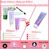 Body Glitter Face Glitter Gel: Singer Concerts Disco Festival Rave Accessories Face Glitter Makeup Chunky Sequins Mermaid Face Body Hair Glitter Gel (Green&White&Pink) view 3
