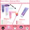 Body Glitter Face Glitter Gel: Singer Concerts Disco Festival Rave Accessories Face Glitter Makeup 150ml Chunky Sequins Mermaid Face Body Hair Glitter Gel (Purple&White&Light Pink) view 3