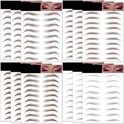 12 Sheets Eyebrow Tattoos, 108 Pairs Temporary Eyebrow Stickers - Waterproof, Peel Off False 4D Hair-like Instant Transfer Brows