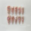 ZIIVIEVS Handmade wearing of almond fake nails and finished product for repeated use in nail enhancement(M), Pink view 1