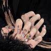 Nail enhancement European and American long ladder French cat eye gradient detachable wearable nails Press on Nail(Glod Midd leladder,Xs) view 2