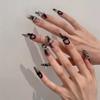 Long Nails Handmade Press on Nail Square Solid Fake Nail Tips dark black Design Art 10pcs(S) view 3