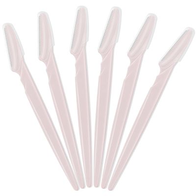 6 Pcs Light Pink Eyebrow Razor, Face Razors Multipurpose, Facial Razors for Women Men, Eyebrow Trimmers Shaver with Protective Cover, Dermaplaning Tools for Face Body Use, Facial Hair Removal Tools