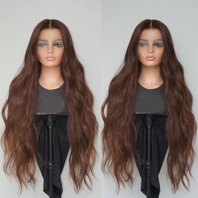 13x4 Auburn Brown Body Wave Lace Front Wigs Human Hair Chestnut Brown Colored Human Hair Wigs For Women HD Transparent Lace Frontal Wigs (13x4 lace front wig, 18 inch)