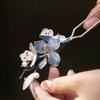 Cayyoomm blue enamel flower Hanfu hairpin Chinese ancient hairpin headwear classical hair pin Han element (Enamel Flower) view 2