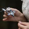 Cayyoomm blue enamel flower Hanfu hairpin Chinese ancient hairpin headwear classical hair pin Han element (Enamel Flower) view 3