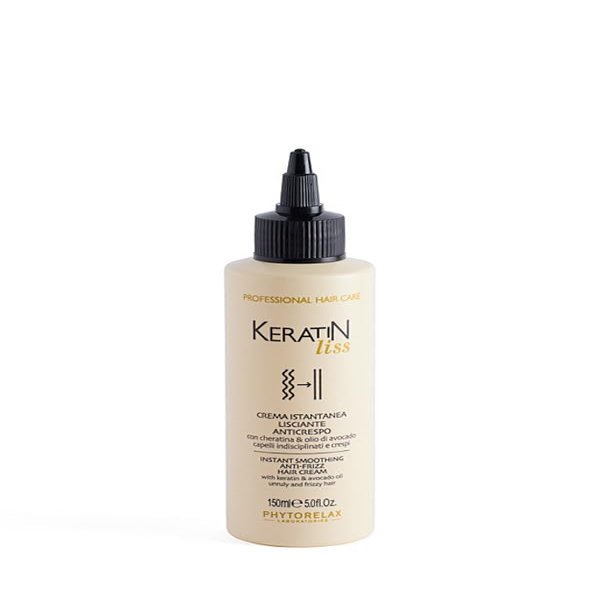 Phytorelax Keratin Liss Instant Smoothing Anti-Frizz Hair Cream 150 ml (5.0 Fl Oz) 1 unit - Made in Italy [italian import], Bianco