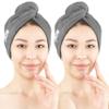 American Soft Linen 100% Cotton Hair Towels for Women, Head Towel Cap, Cotton Hair Turban Towel Wrap for Long Curly Anti Frizz Hair, Soft and Absorbent Cotton Hair Towels 2 Pack, Dark Gray view 1
