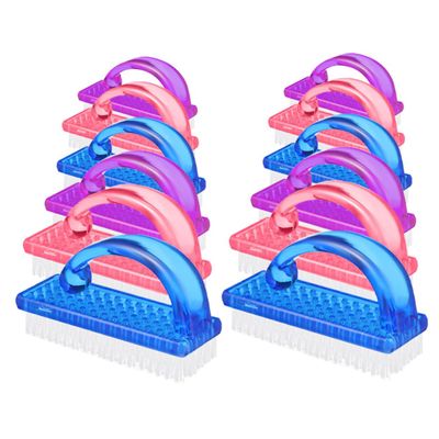 CATIEBYE 12pcs Nail Brushes Ergonomic Handle Grip for Nail Dust Cleaning Flexible Brush for Fingernails and Toes Lightweight and Portable Manicure Tools