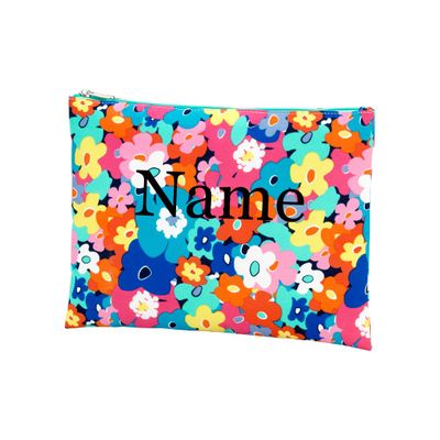 101 BEACH Personalized with Name Women's Fashion Print Cosmetic Makeup Accessory Zippered Pouch (POPPY - Floral)