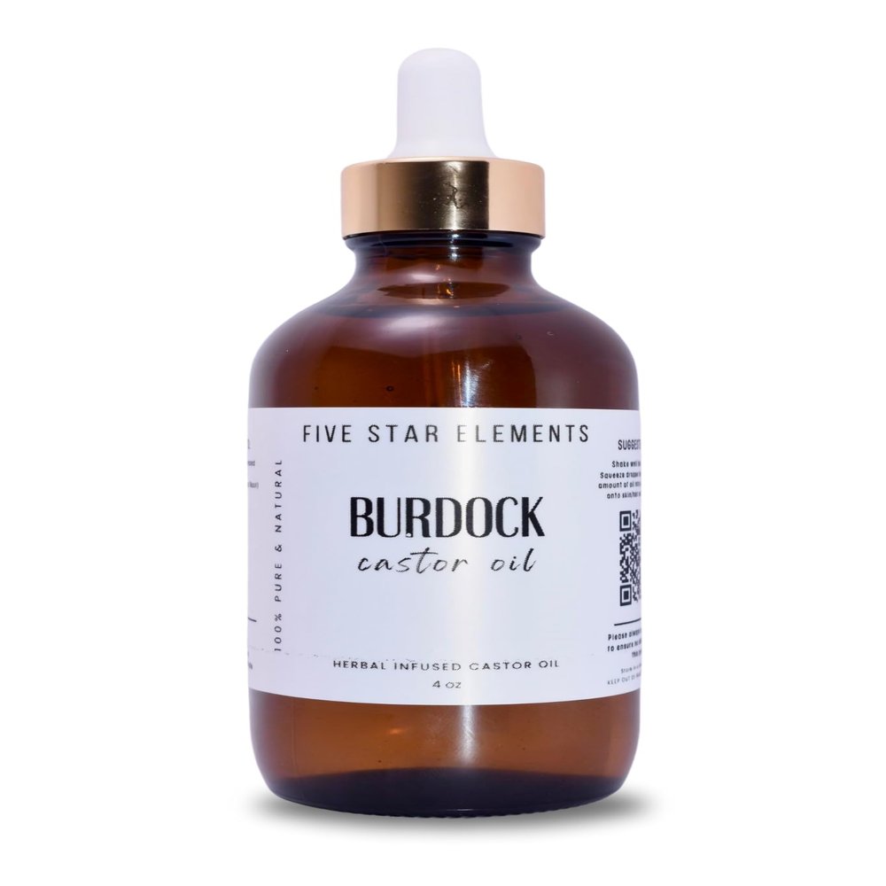 Five Star Elements Burdock Castor Oil 4oz, Brown