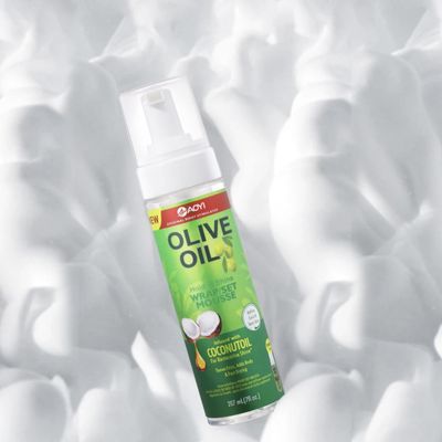 NinthAvenue Basics Olive oil Foam waxing Foaming Wrap Mousse Hold Hair Anti Sheen Protection spray Curly Feature, White