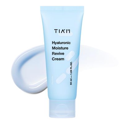TIAM Hyaluronic Moisture Revive Cream, 1.69 fl oz, Peptide & Ceramide Facial Moisturizer for Long-Lasting Hydration and Firming, Perfect for Dry and Dehydrated Skin, Korean Skin Care