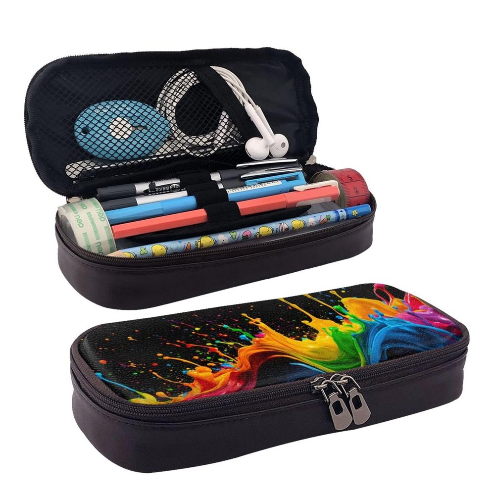 YHBLYKXP Paint Splatter Backdrop print Leather Flap Cosmetic Bag, Toiletry Organizer, Zipper Coin Purse, Cosmetic Case
