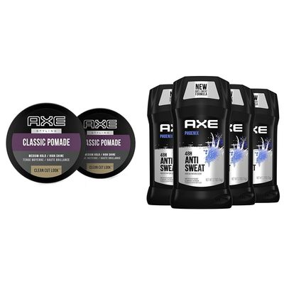 AXE Clean Cut Look Classic Hair Pomade and Phoenix Antiperspirant Deodorant Bundle with Mint and Rosemary Scent, 2.64oz Pomade and 2.7oz Deodorant