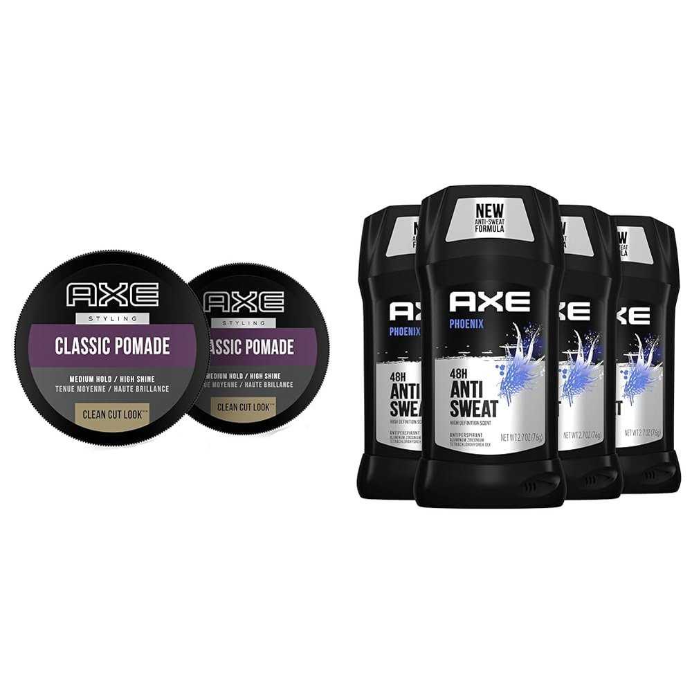 AXE Clean Cut Look Classic Hair Pomade and Phoenix Antiperspirant Deodorant Bundle with Mint and Rosemary Scent, 2.64oz Pomade and 2.7oz Deodorant