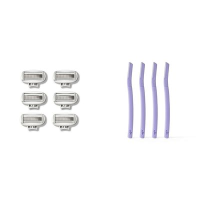 FLAMINGO Women's 5-Blade Razor Refills (6ct) & Facial Razors with Single Blade (4ct) Bundle