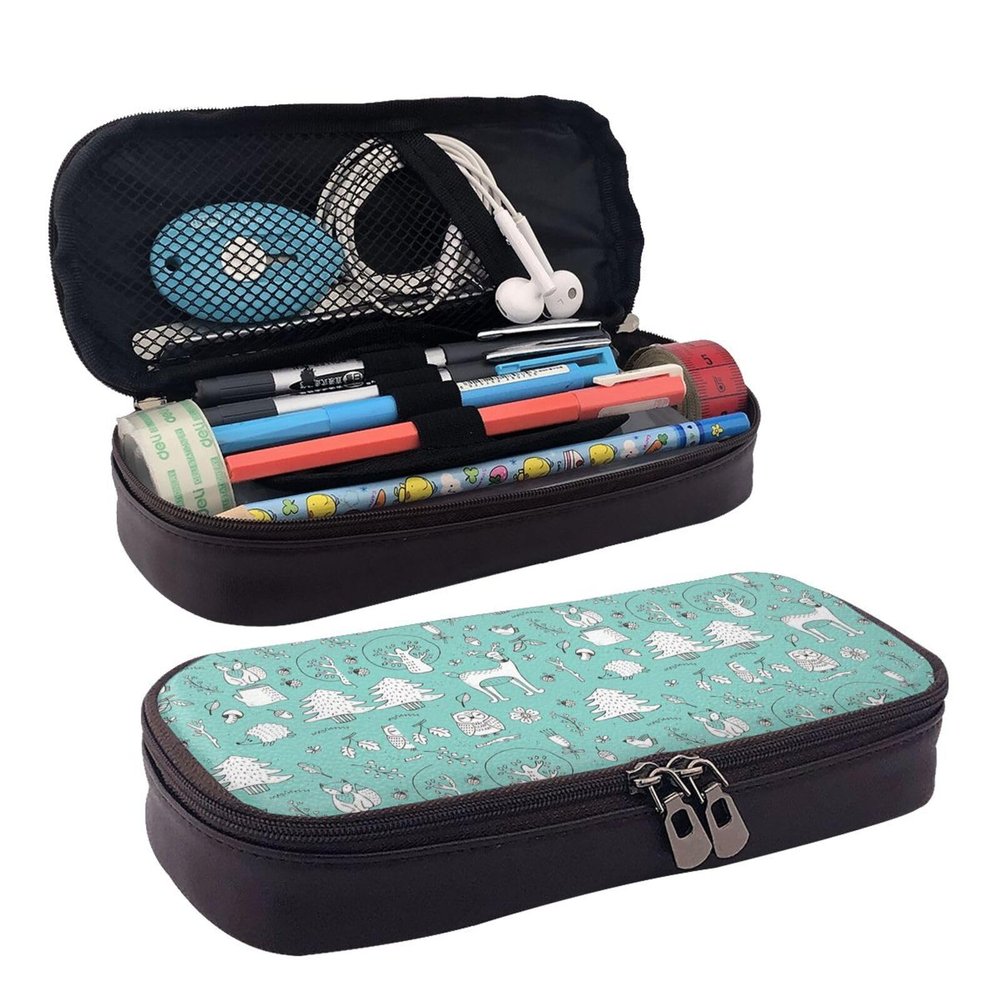 YHBLYKXP Llama Alpaca green print Leather Flap Cosmetic Bag, Toiletry Organizer, Zipper Coin Purse, Cosmetic Case