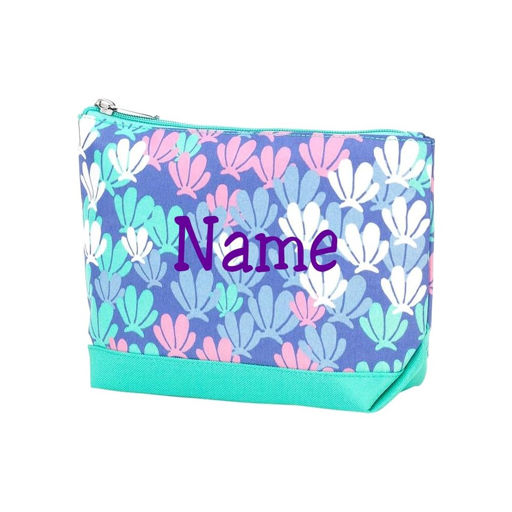 101 BEACH Personalized with Embroidered Name Multicolor Print Small Travel, Purse, Cosmetic Accessory Bag 9.5 inches wide by 6.5 inches Tall (Mermazing)