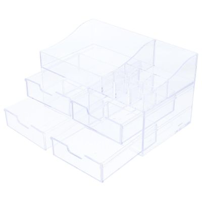 TOVINANNA Makeup Organizer for Vanity Multi Cosmetic Storage Box Compact Countertop Drawer Style Organizer for Bedroom Office Travel Use Durable Lightweight Design
