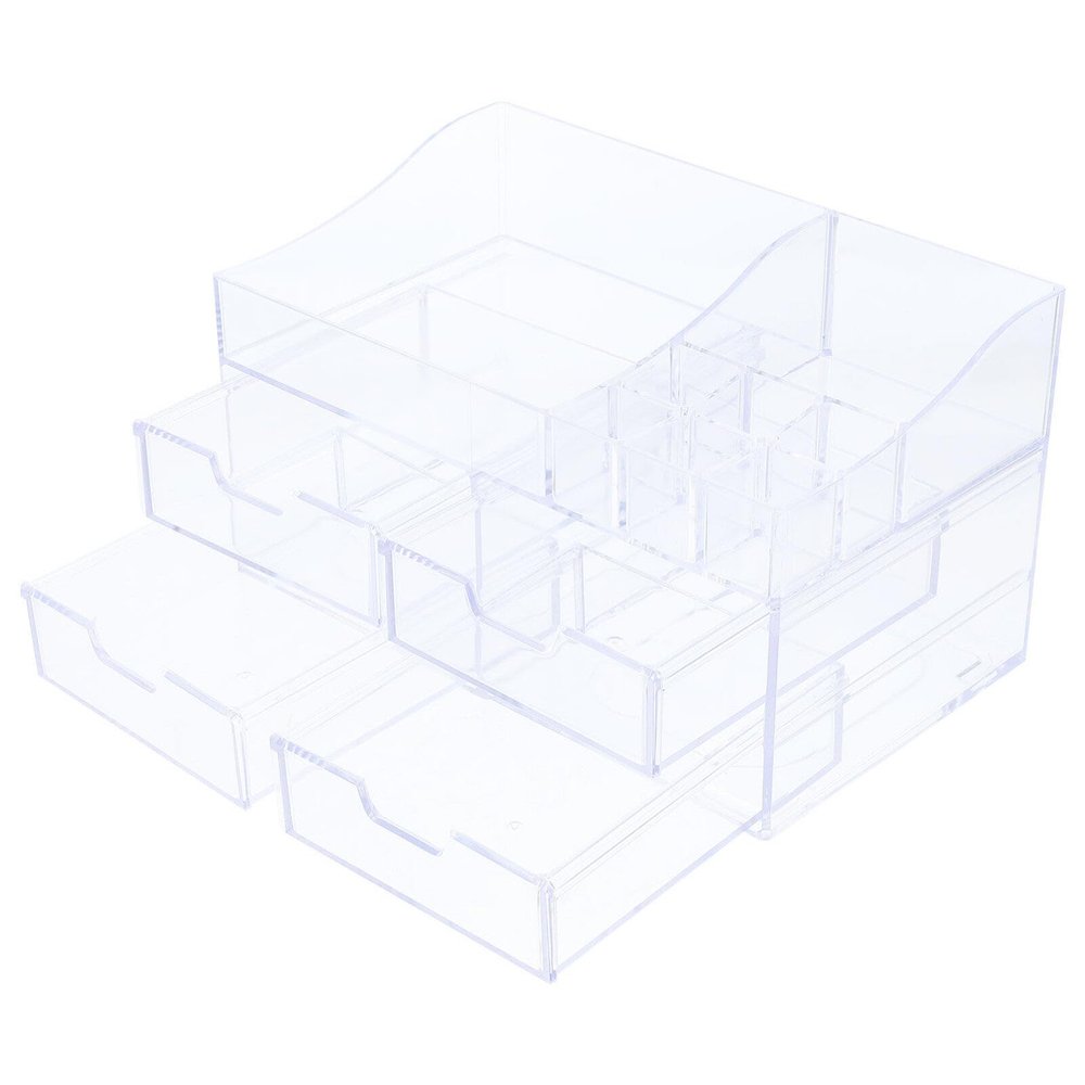 TOVINANNA Makeup Organizer for Vanity Multi Cosmetic Storage Box Compact Countertop Drawer Style Organizer for Bedroom Office Travel Use Durable Lightweight Design