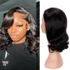 12 Inch Short Bob Wig Human Hair Body Wave 13x4 HD Lace Frontal Bob Wigs Human Hair Free Part 180% Density Loose Wavy Bob Lace Front Wigs Human Hair for Black Women Glueless Natural Black view 1
