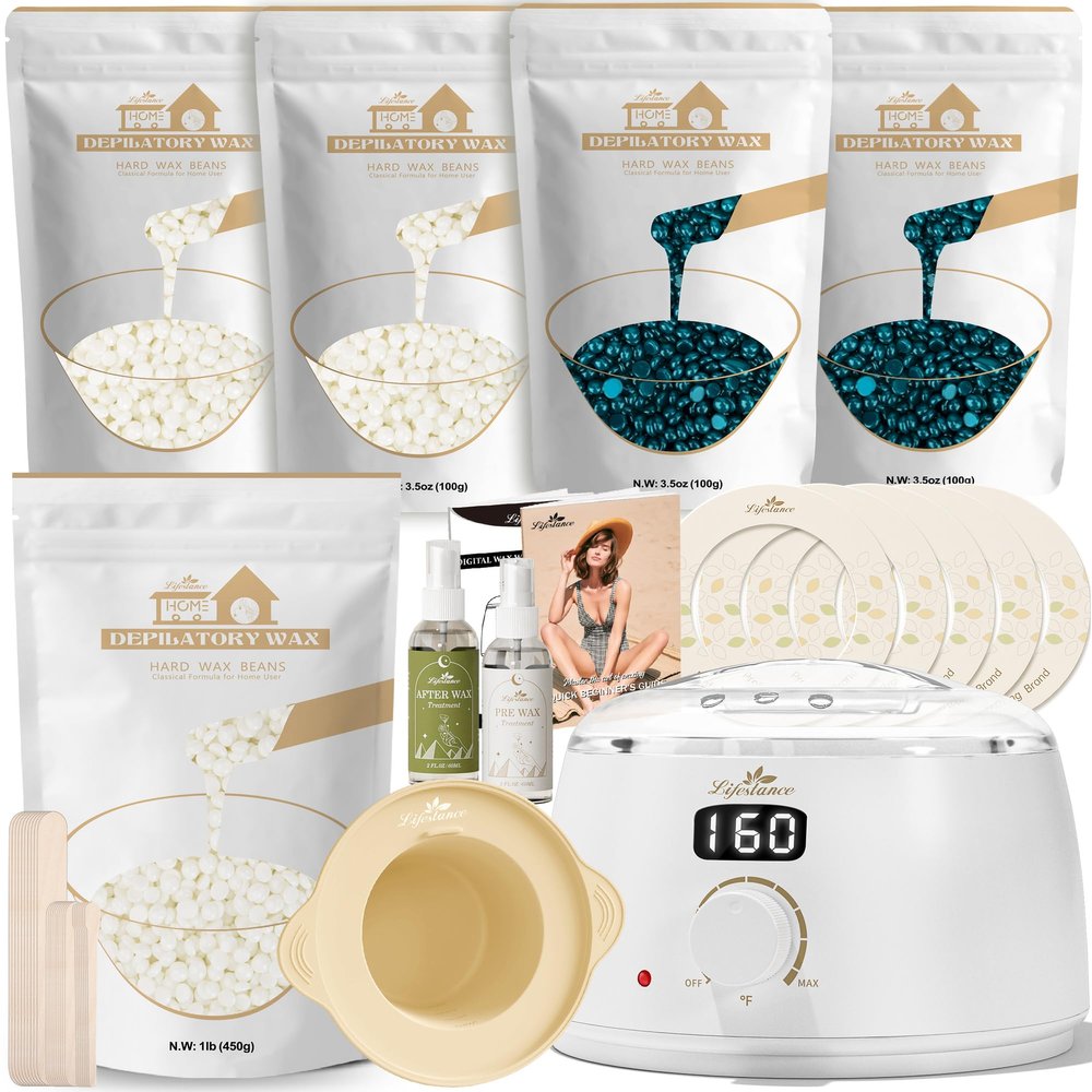 Lifestance L3 Digital Wax Warmer Hair Removal Kit + 1LB Pearl-White Wax Beads