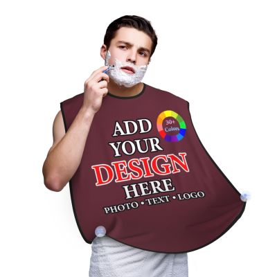 Custom Beard Bib Hair Catcher for Men, Personalized Non-Stick Grooming Beard Apron with 2 Suction Cups, for Husband Father