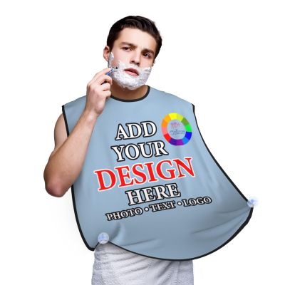 Custom Shaving Bib for Men Personalized Trimming Bib Catcher with Photo Text - 2 Suction Cups, for Father, Husband or Male Friend