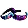 2 Pcs Wide Padded Headband Velvet Headbands Puffy Thick Hairbands Soft Hair bands for Women Girls Hair Accessories for Teen Girls,Neon Skull Butterflies view 1