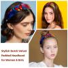 2 Pcs Wide Padded Headband Velvet Headbands Puffy Thick Hairbands Soft Hair bands for Women Girls Hair Accessories for Teen Girls,Butterflies Galaxy view 2