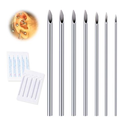 DJCIW 14PCS Mixed Size Body Piercing Needles, Sterile Disposable Stainless Steel, Sharp Point, Silver