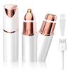 Facial Hair Remover and Eyebrow Trimmer - 2 in 1 Facial Hair Removal Epilators for Women - Rechargeable Travel Face Hair Razor Bikini Shaver for Face Peach Fuzz Lips Chin Armpit Body (White) view 1