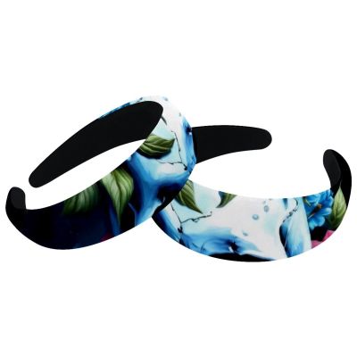 2 Pcs Wide Padded Headband Velvet Headbands Puffy Thick Hairbands Soft Hair bands for Women Girls Hair Accessories for Teen Girls,Skull Butterflies Flowers
