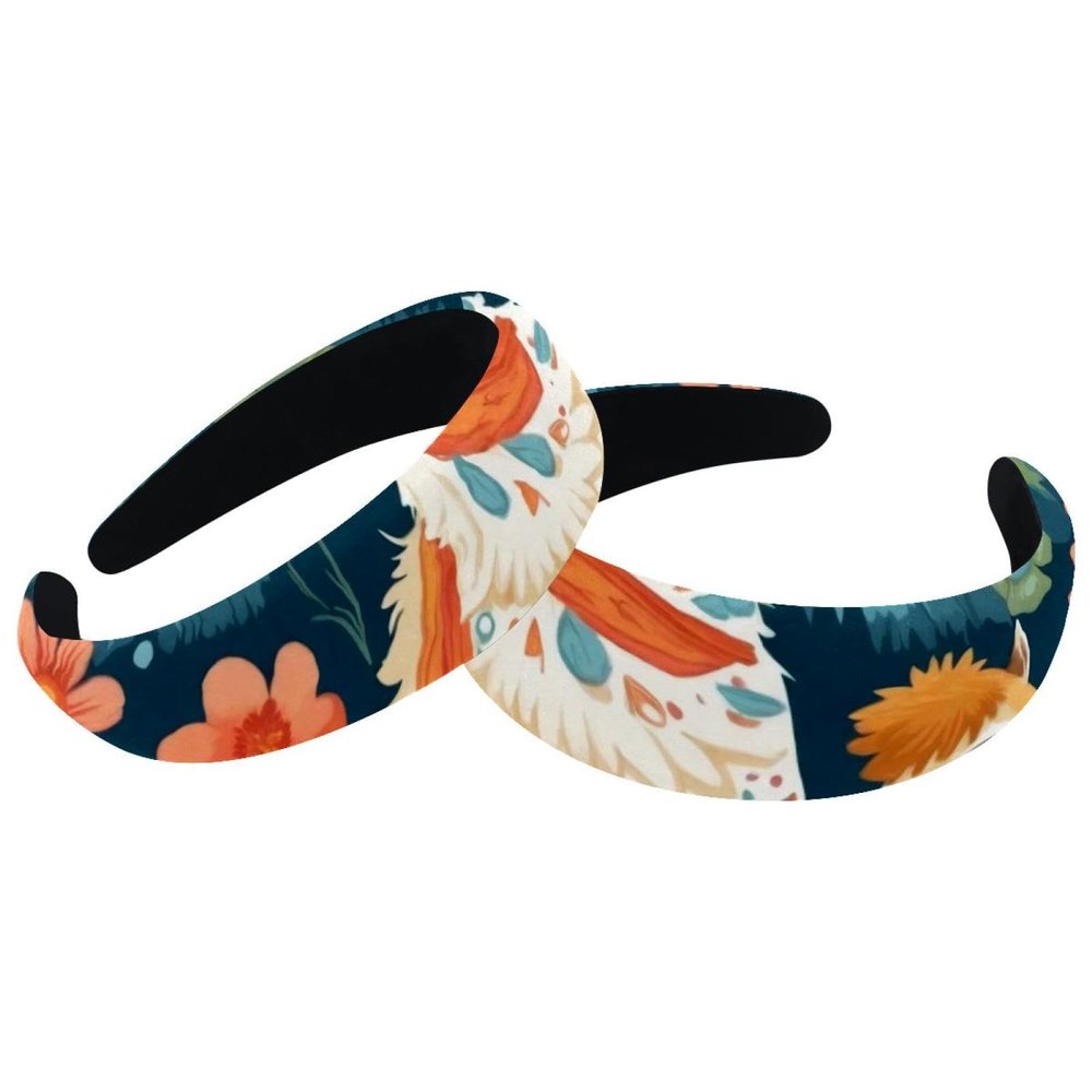 2 Pcs Wide Padded Headband Velvet Headbands Puffy Thick Hairbands Soft Hair bands for Women Girls Hair Accessories for Teen Girls,Alpaca Pattern