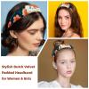 2 Pcs Wide Padded Headband Velvet Headbands Puffy Thick Hairbands Soft Hair bands for Women Girls Hair Accessories for Teen Girls,Alpaca Pattern view 2