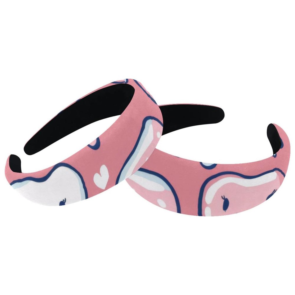 2 Pcs Wide Padded Headband Velvet Headbands Puffy Thick Hairbands Soft Hair bands for Women Girls Hair Accessories for Teen Girls,Teeth Pattern