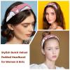 2 Pcs Wide Padded Headband Velvet Headbands Puffy Thick Hairbands Soft Hair bands for Women Girls Hair Accessories for Teen Girls,Teeth Pattern view 2