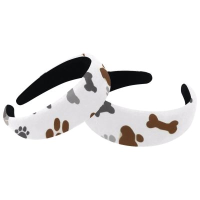 2 Pcs Wide Padded Headband Velvet Headbands Puffy Thick Hairbands Soft Hair bands for Women Girls Hair Accessories for Teen Girls,Dogs Paws Bones