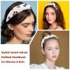 2 Pcs Wide Padded Headband Velvet Headbands Puffy Thick Hairbands Soft Hair bands for Women Girls Hair Accessories for Teen Girls,Dogs Paws Bones view 2