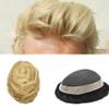 Mens Toupee Human Hair System For Men French Lace Center Poly Coating Around Mens Hair Replacement System Protesis Capilar Para Hombre Hairpiece 6"X9" #22R Light Blonde-120% density view 1